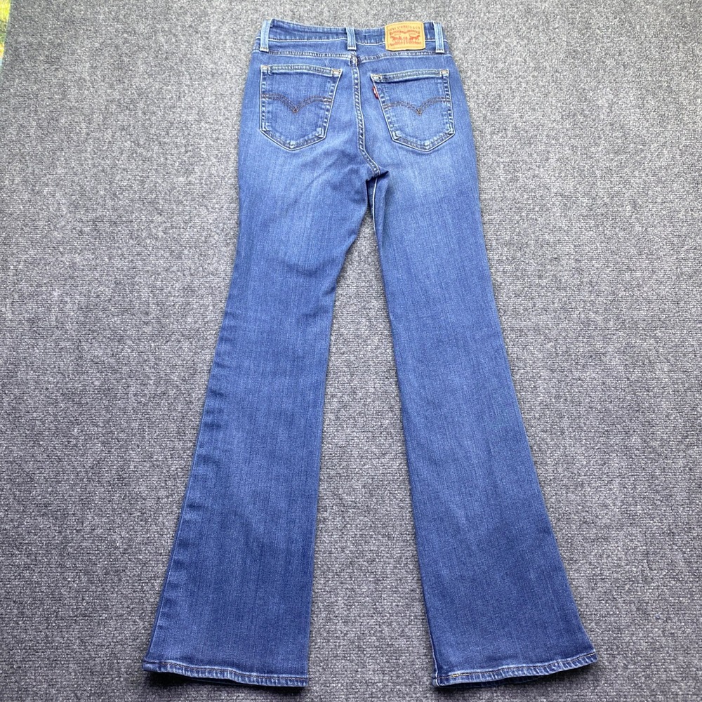 Levis 726 High Rise Flare Jeans Womens 26 Blue Denim Bell Bottom Western Retro - Picture 7 of 12